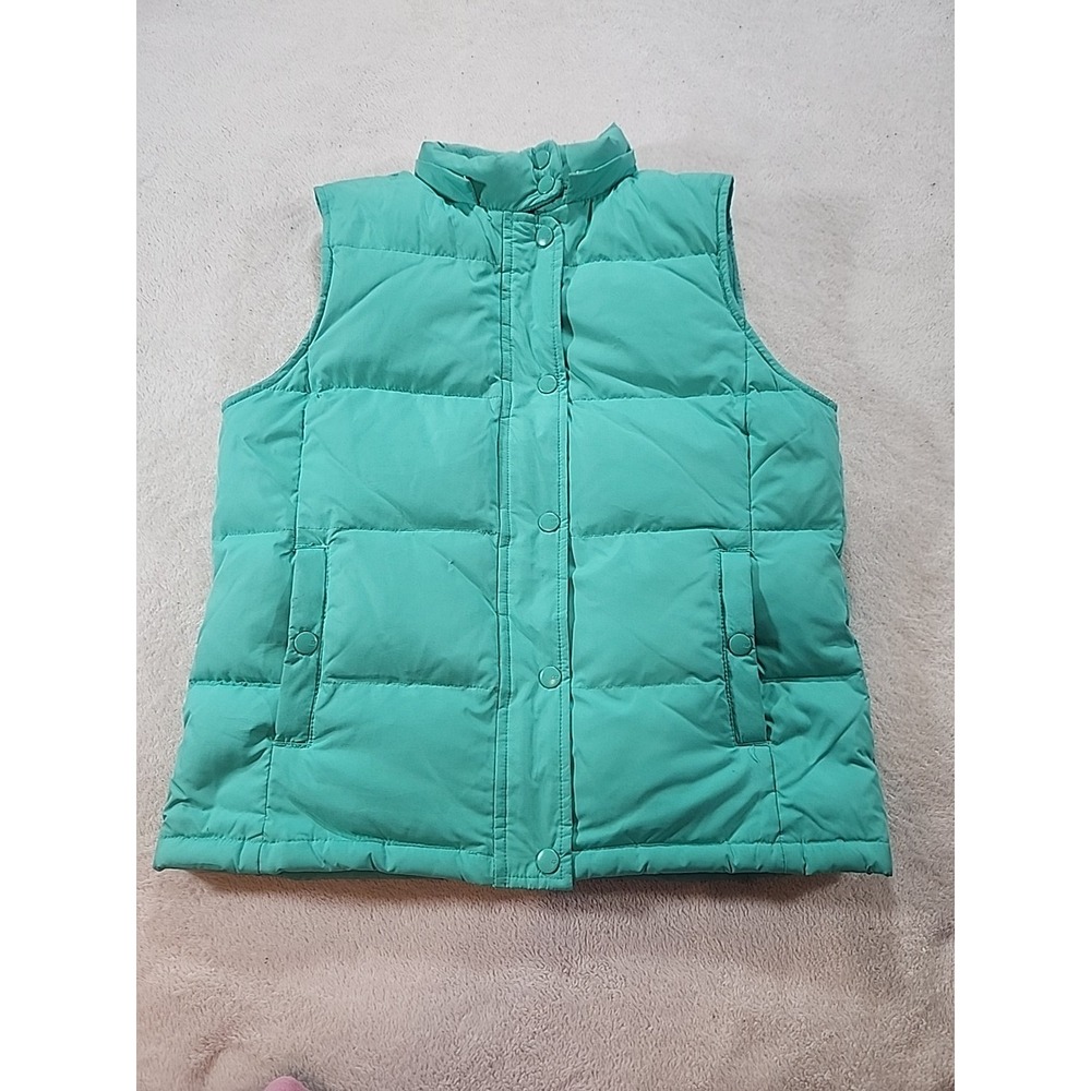 Gap Puffer Vest Womens Small‎ Green Full Zip Pockets Mock Neck Casual Windproof